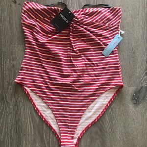 2/$15 Forever 21 Striped Sweetheart Tube Bodysuit
